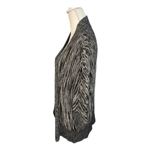 Ann Taylor loft black and gray knit flyaway cardigan size medium - Picture 2 of 4